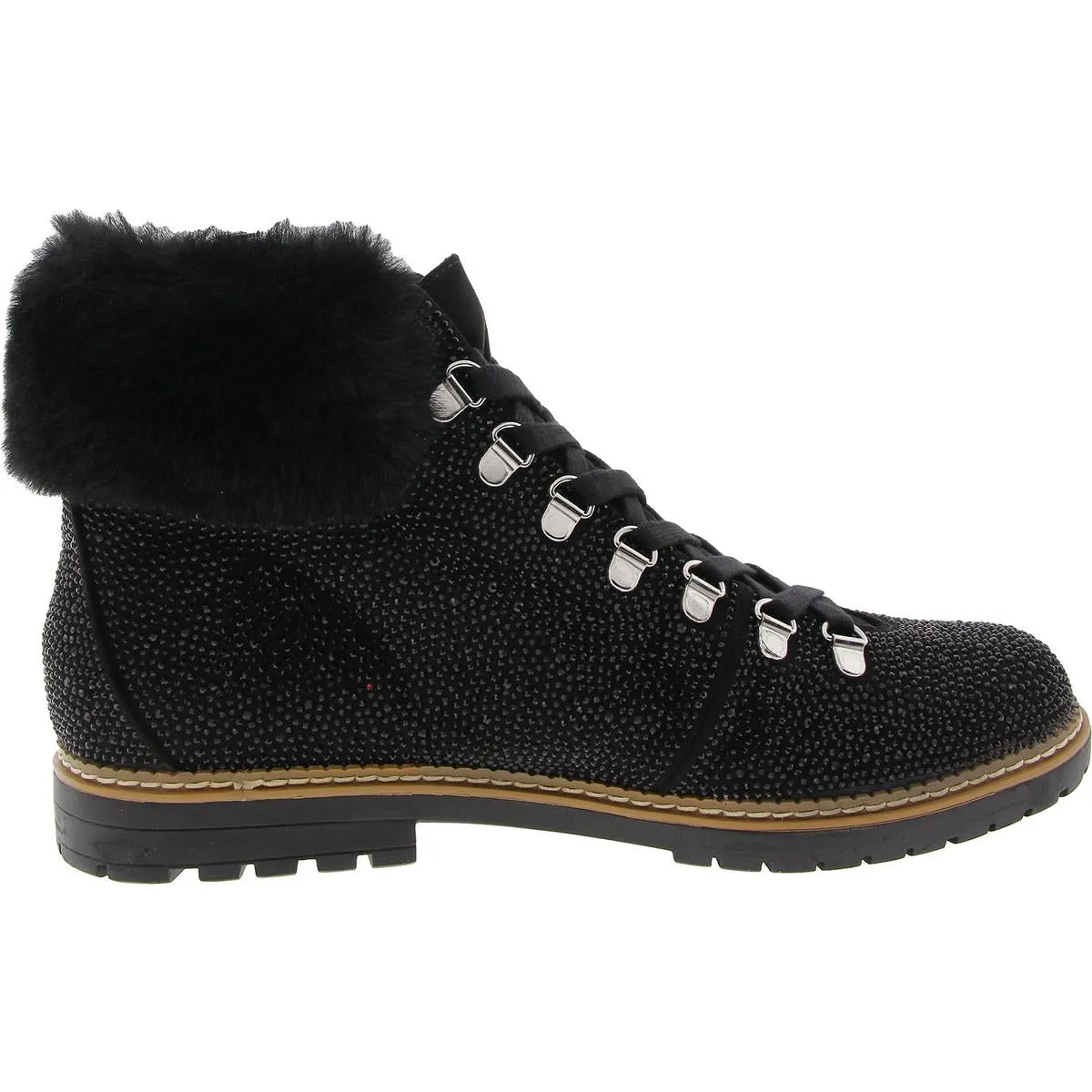 PRAVLE3 Womens Faux Fur Lined Manmade Combat & Lace-Up Boots