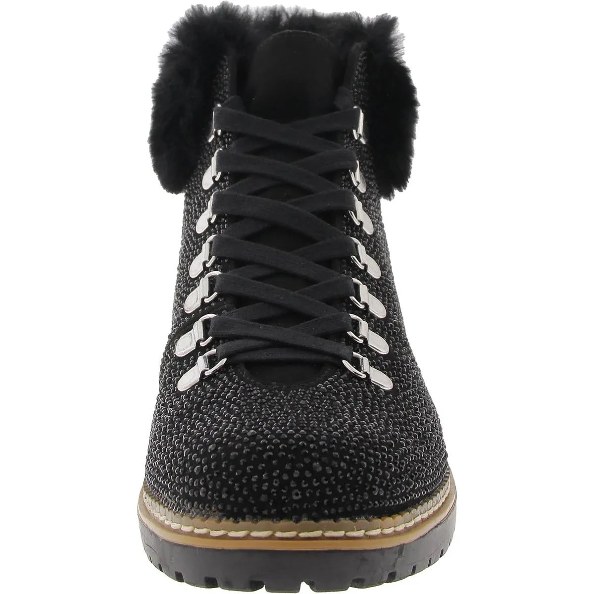 PRAVLE3 Womens Faux Fur Lined Manmade Combat & Lace-Up Boots