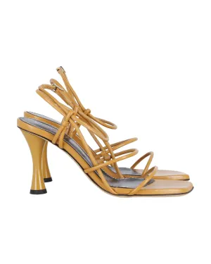 Proenza Schouler Square Strappy Sandals in Brown Leather