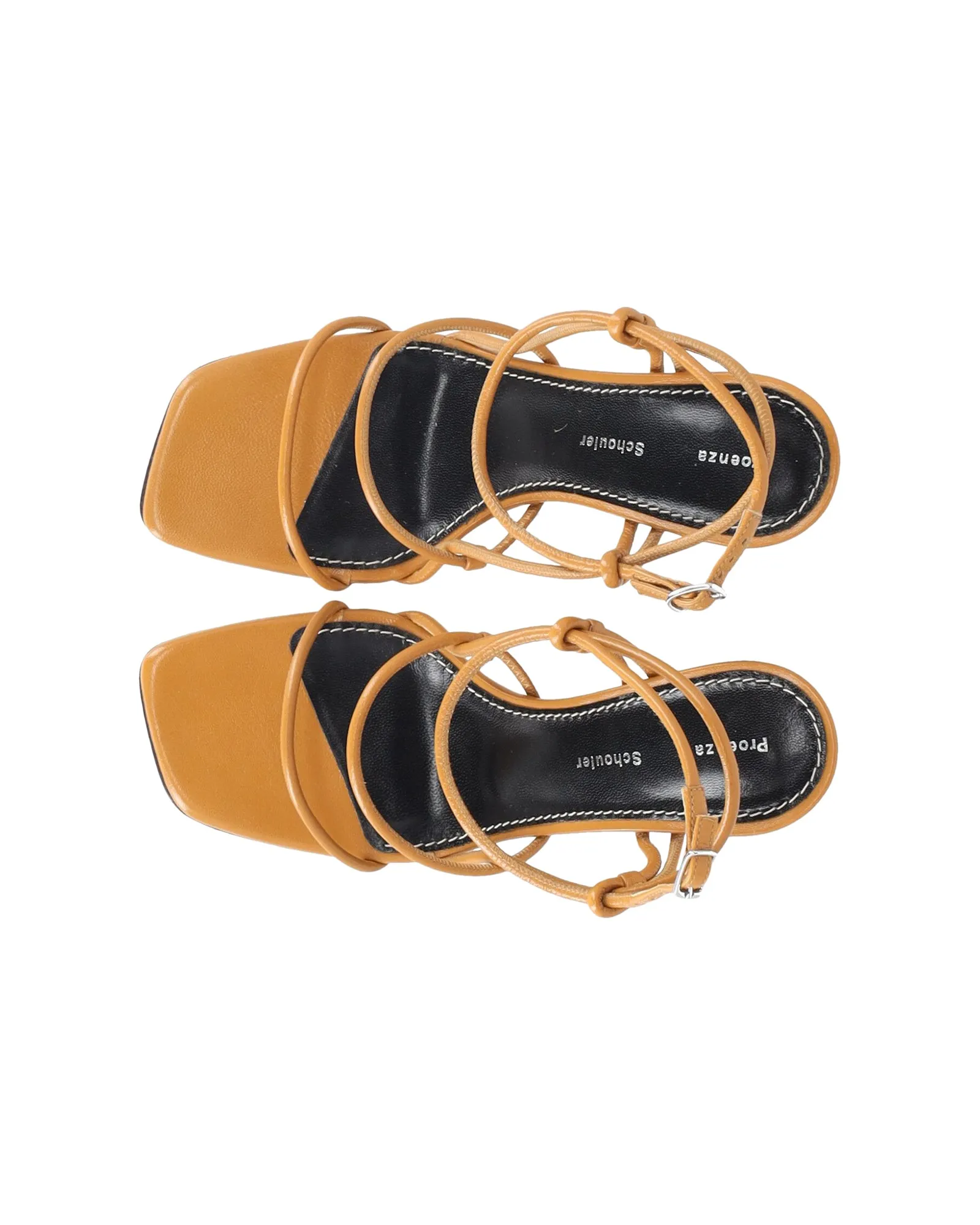 Proenza Schouler Square Strappy Sandals in Brown Leather