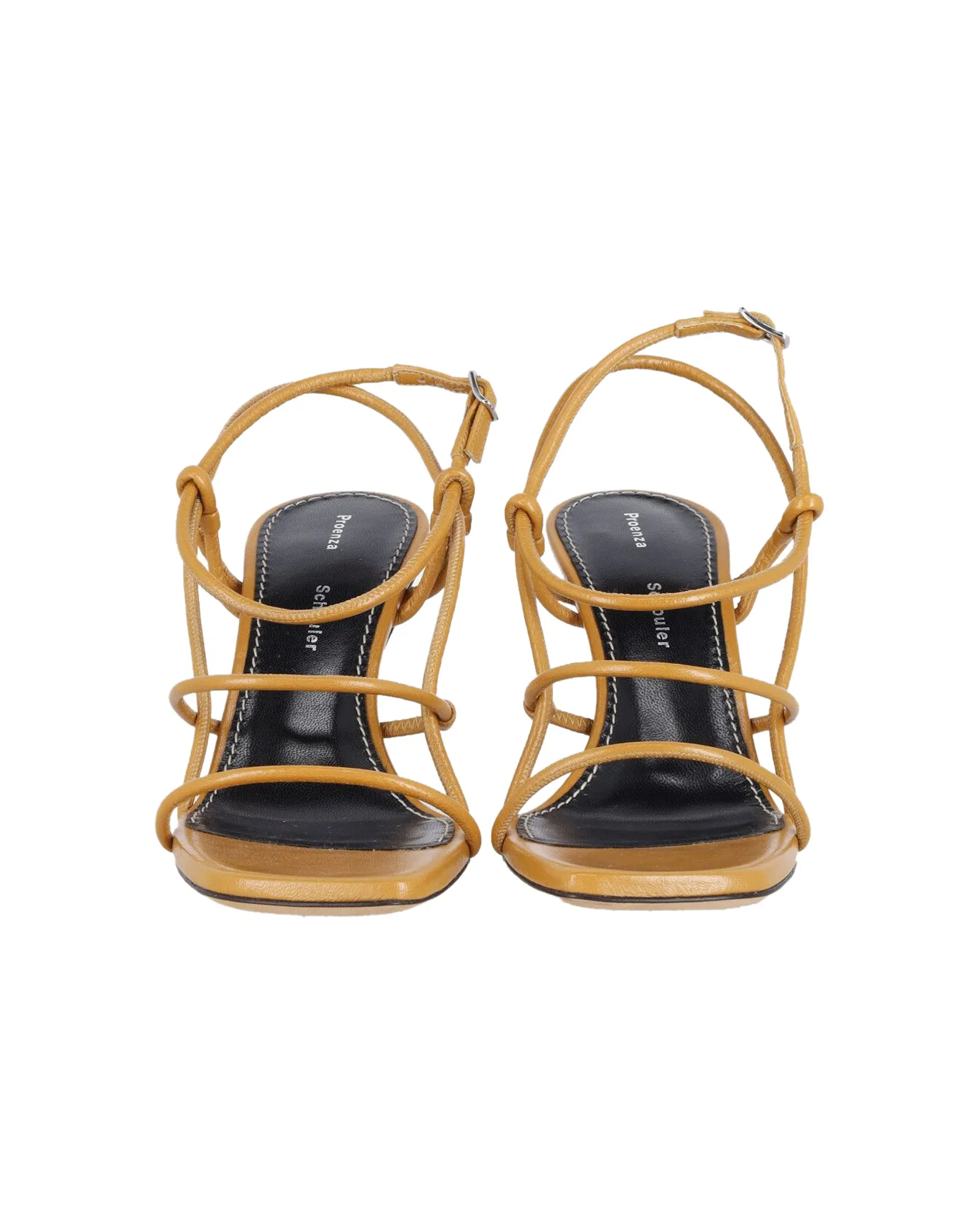 Proenza Schouler Square Strappy Sandals in Brown Leather