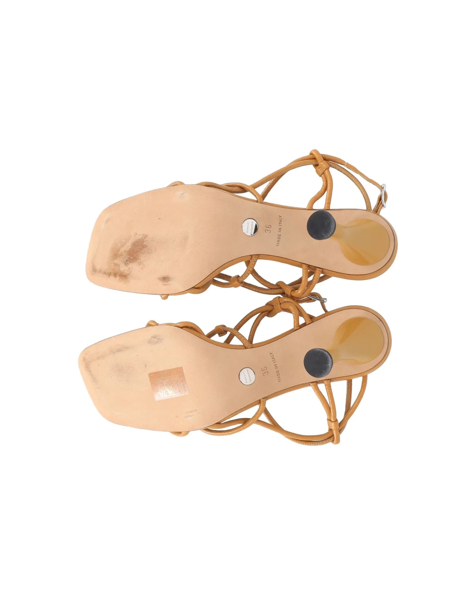 Proenza Schouler Square Strappy Sandals in Brown Leather