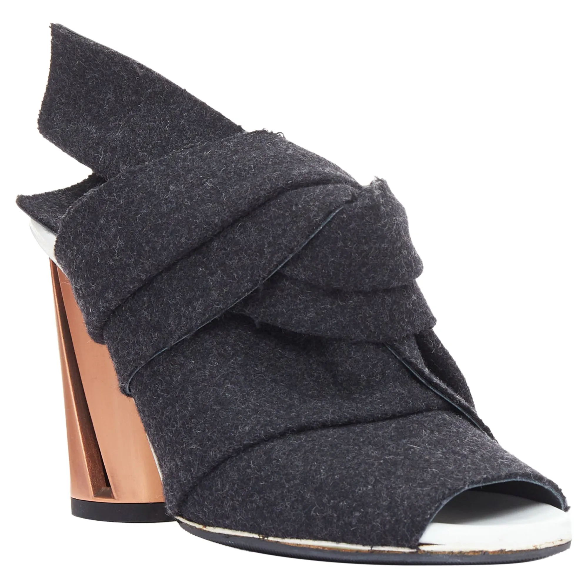 Proenza Schouler wool felt bow metallic heel mules