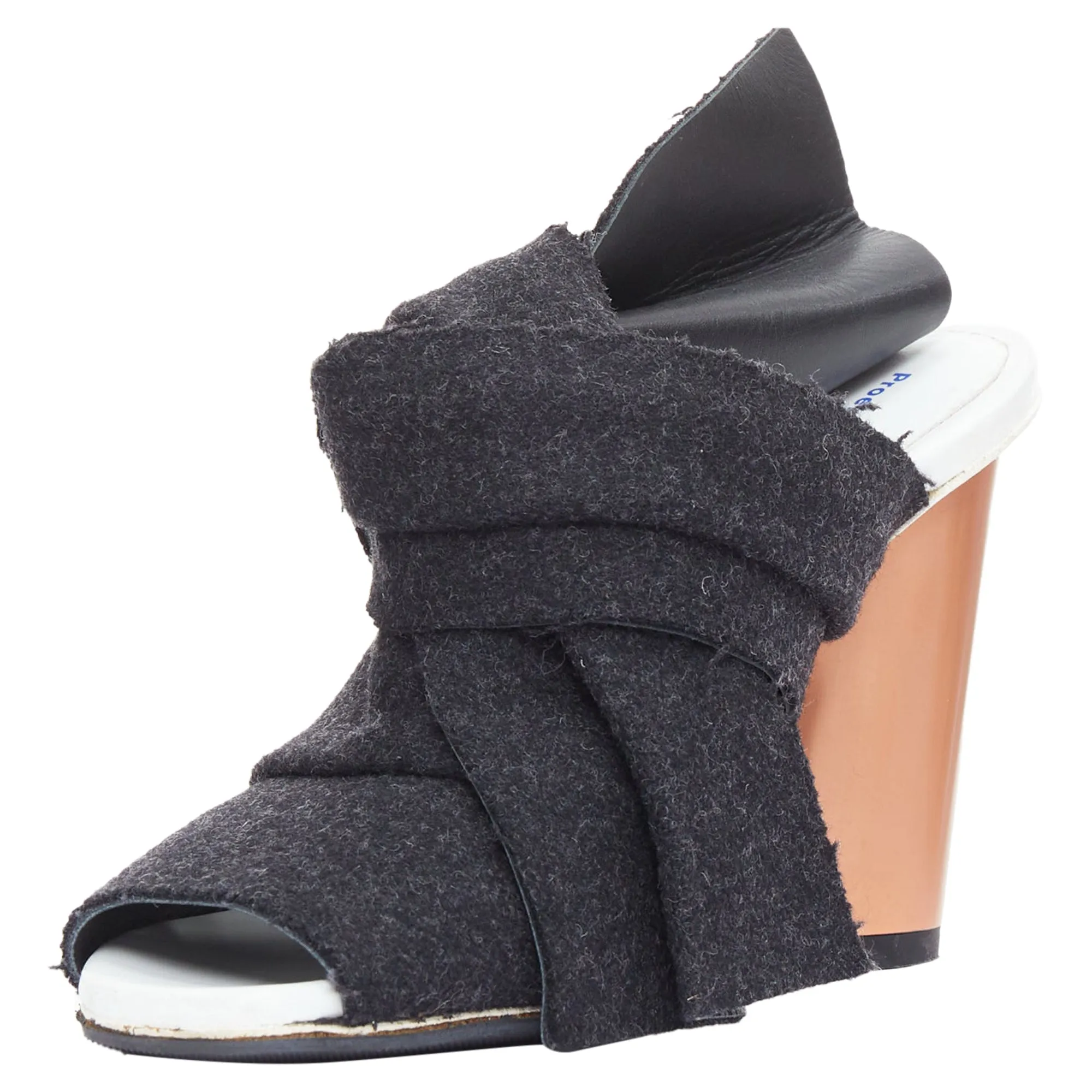 Proenza Schouler wool felt bow metallic heel mules