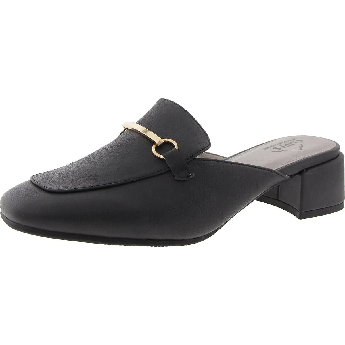 Quin Womens Embellished Faux Leather Loafer Heels