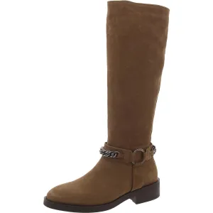 Quin Womens Leather Chain Knee-High Boots