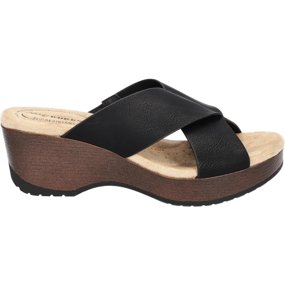 Ragan Womens Faux Leather Open Toe Wedge Heels