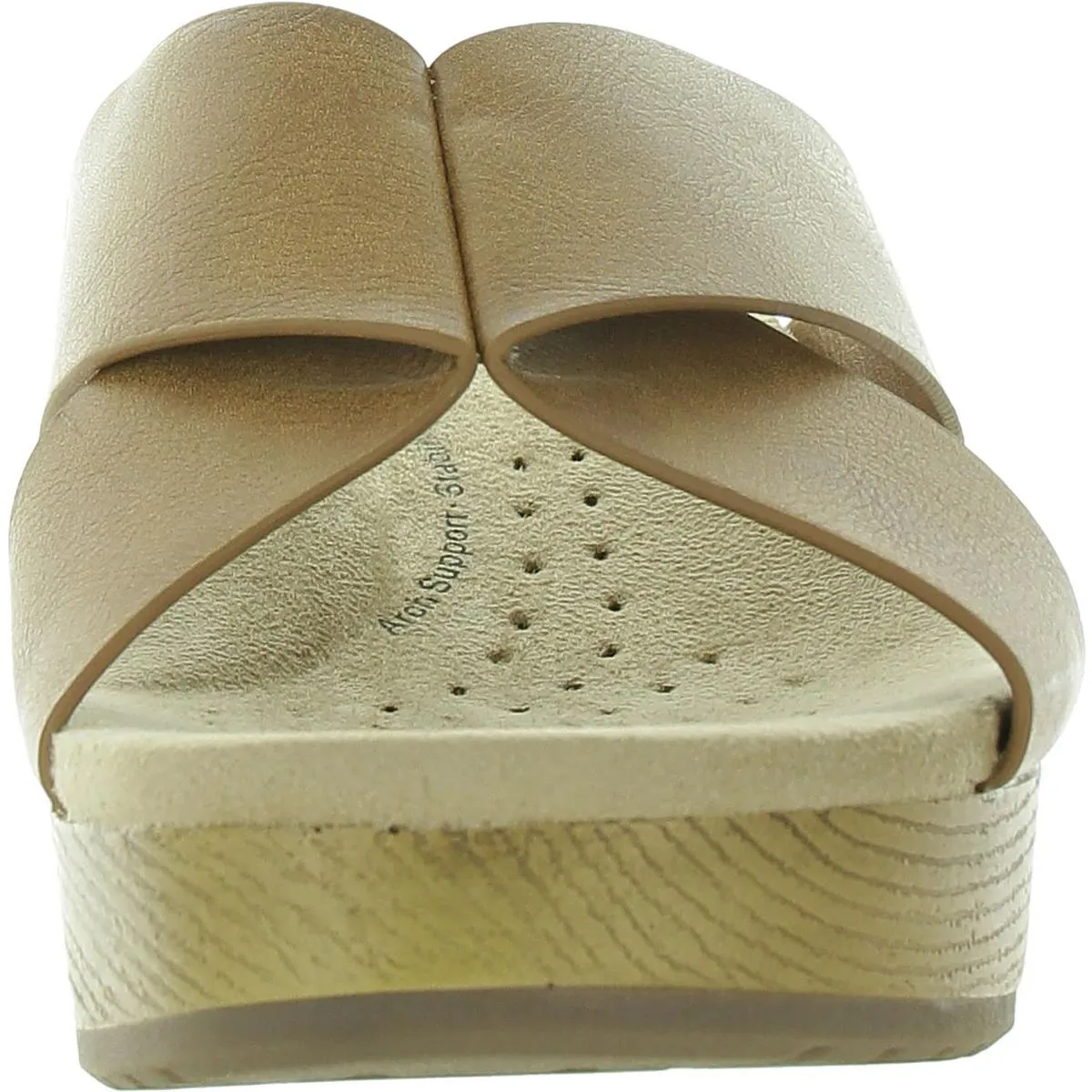 Ragan Womens Faux Leather Open Toe Wedge Heels