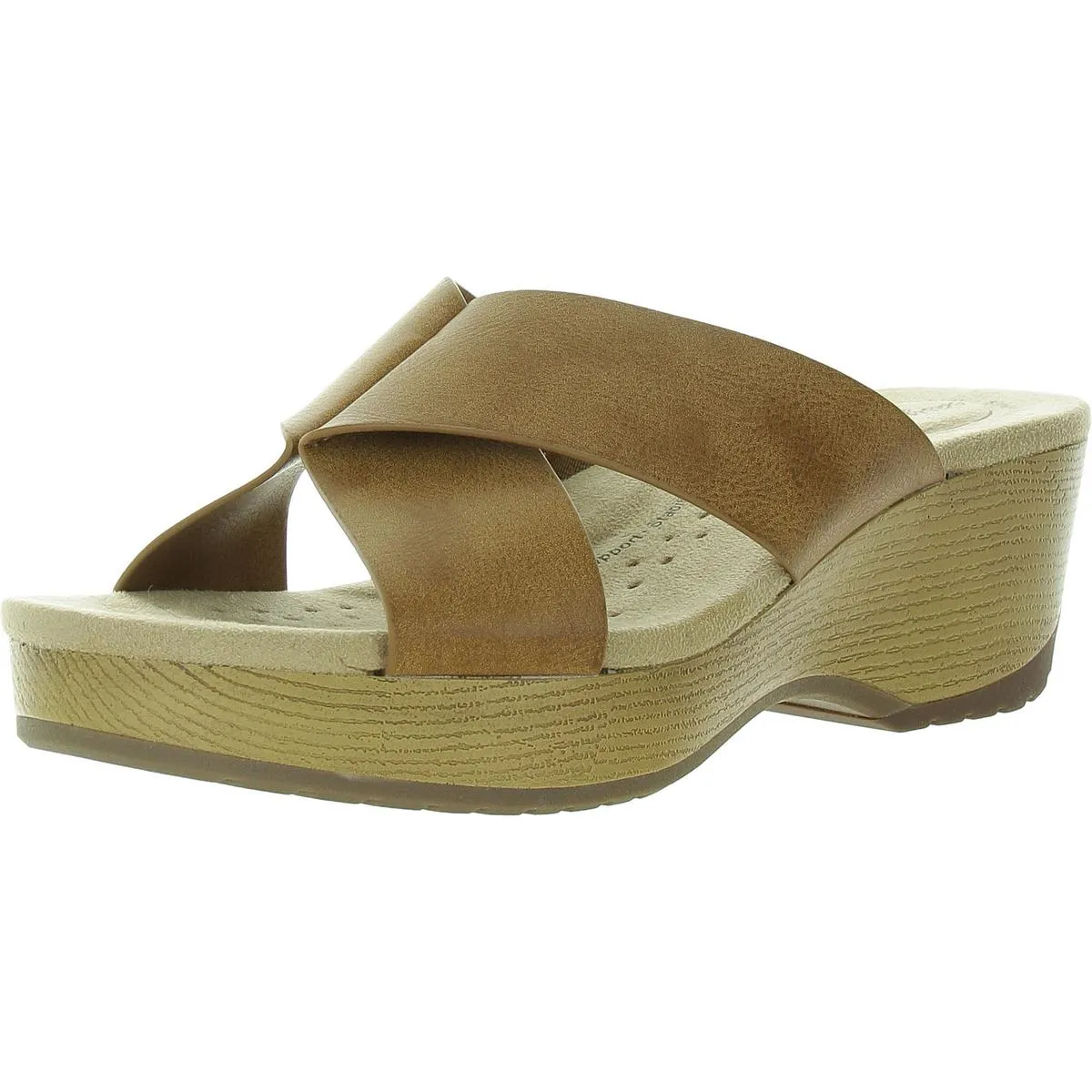 Ragan Womens Faux Leather Open Toe Wedge Heels