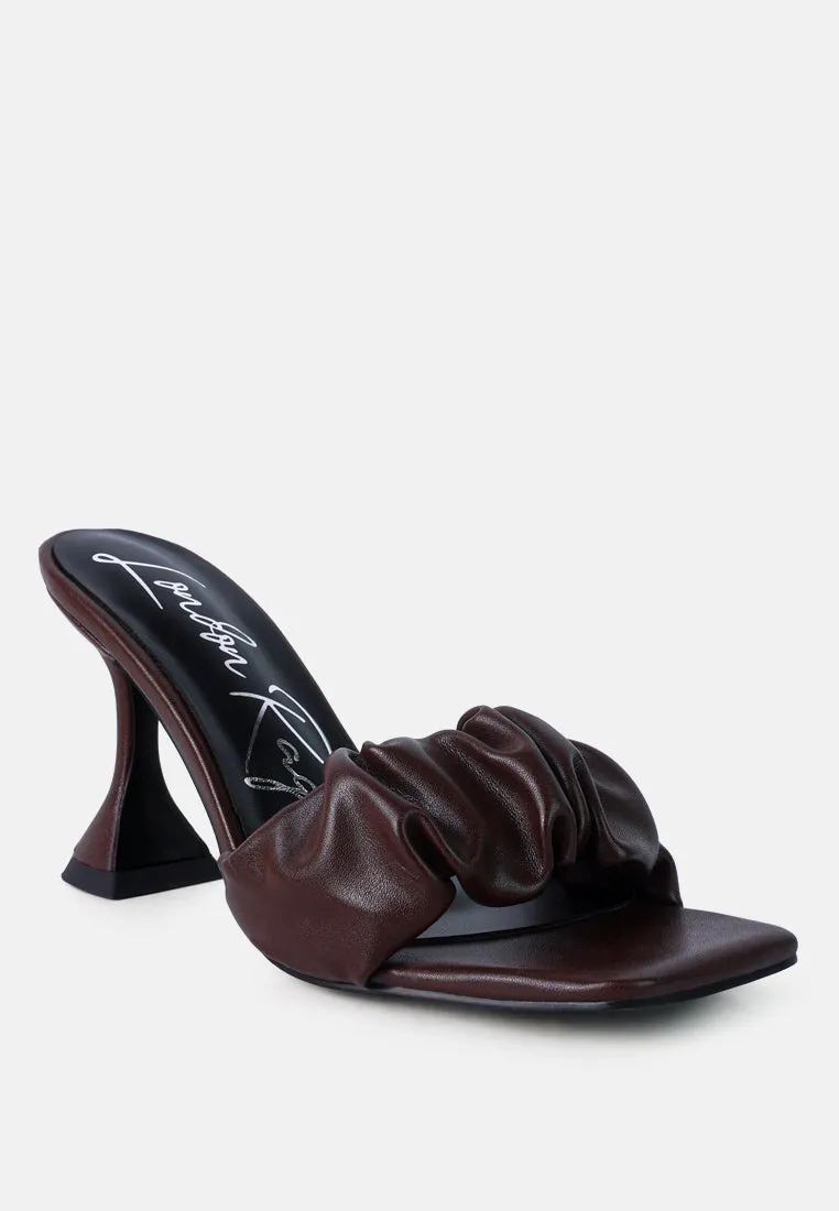 rebel spool heeled ruched sandals