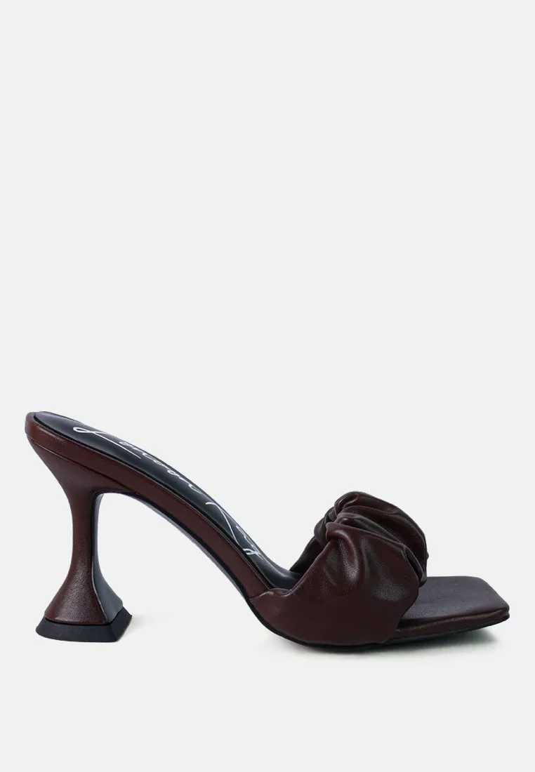 rebel spool heeled ruched sandals