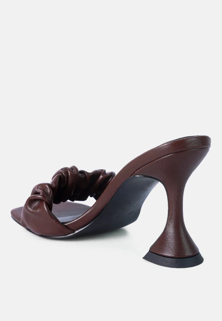 rebel spool heeled ruched sandals
