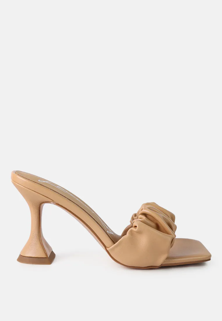 rebel spool heeled ruched sandals