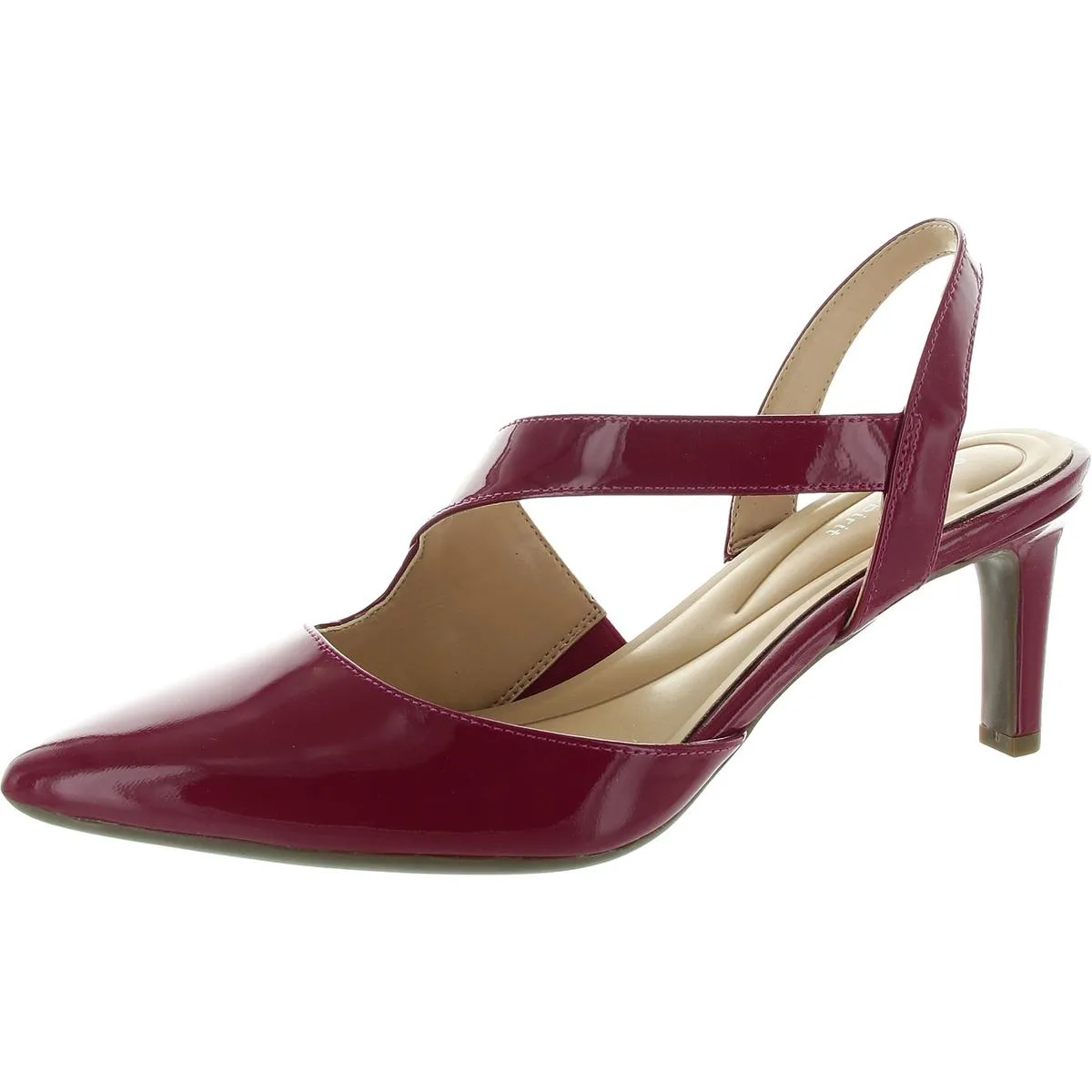 Recruit Womens Leather Slip On Slingback Heels