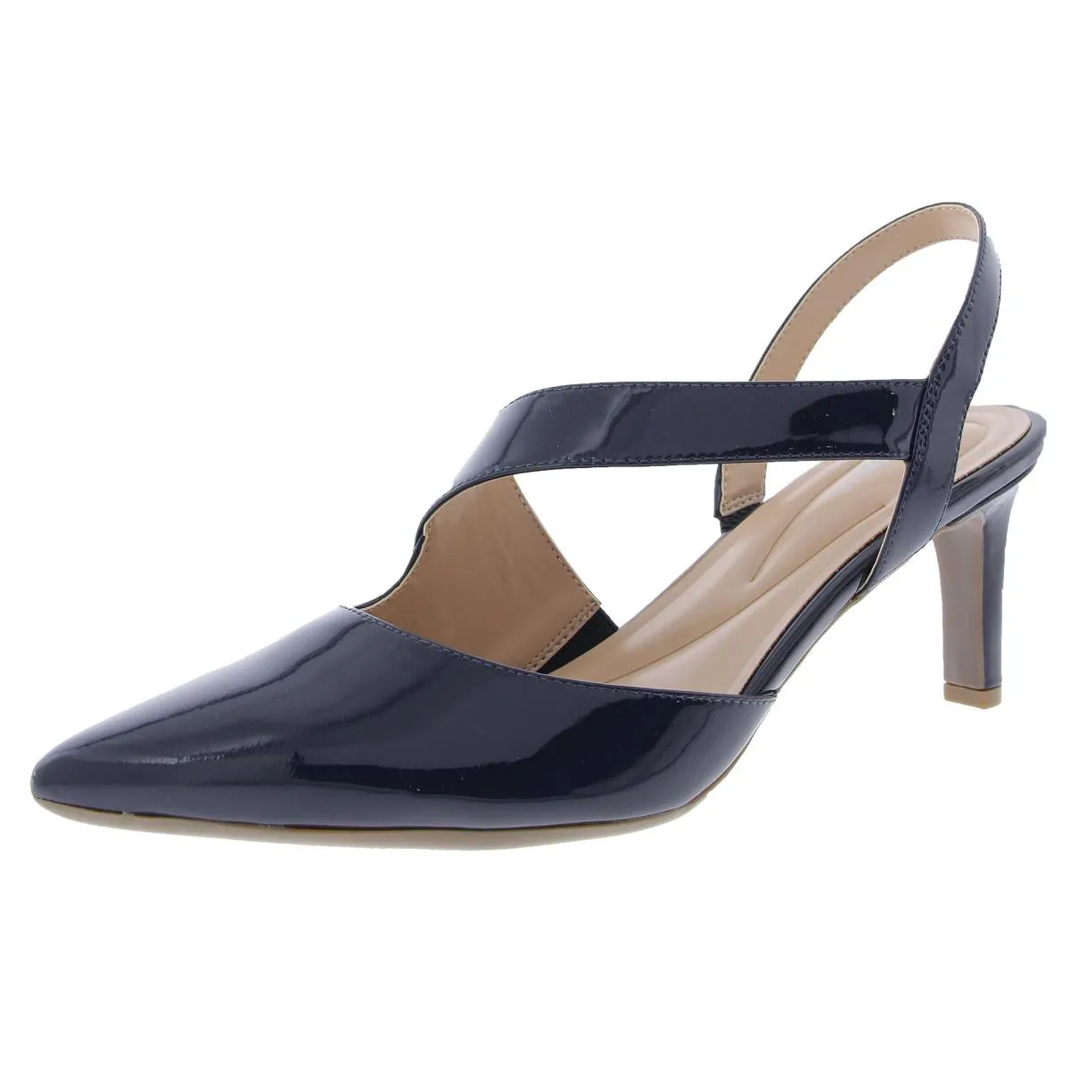 Recruit Womens Leather Slip On Slingback Heels
