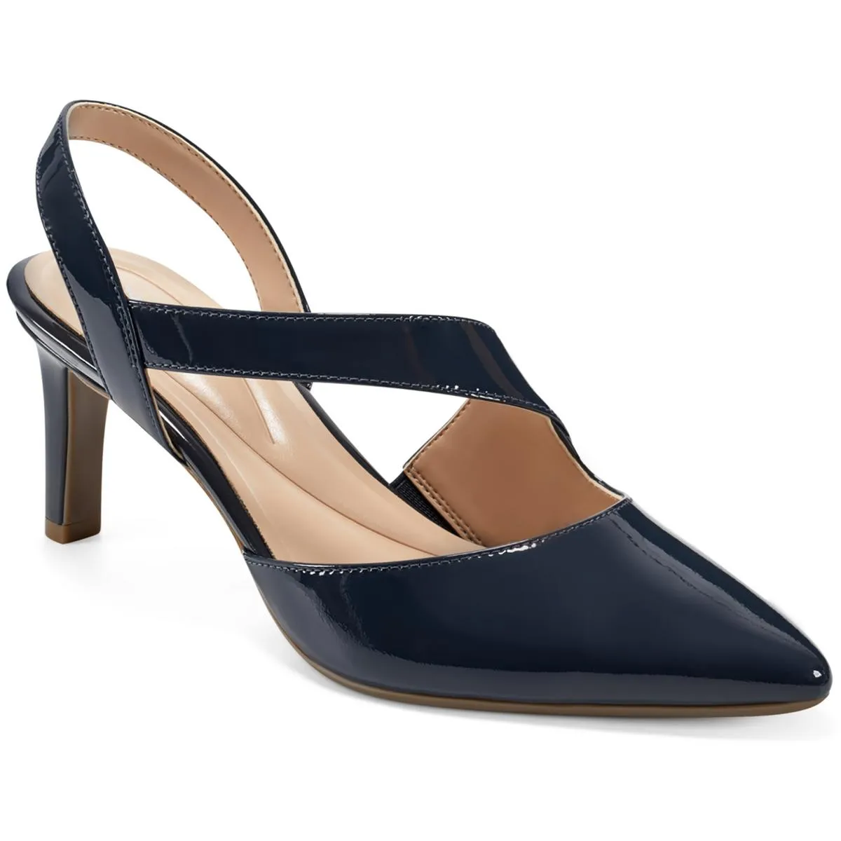 Recruit Womens Leather Slip On Slingback Heels