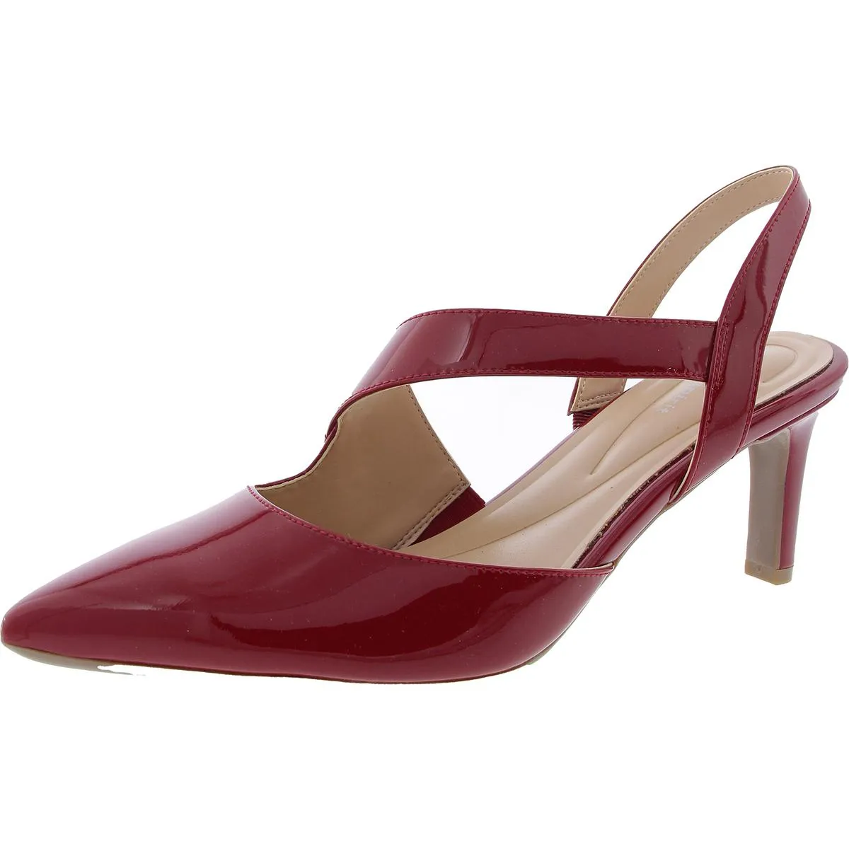 Recruit Womens Leather Slip On Slingback Heels