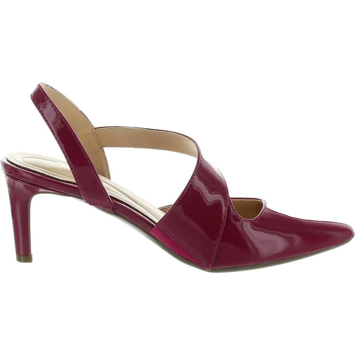 Recruit Womens Leather Slip On Slingback Heels