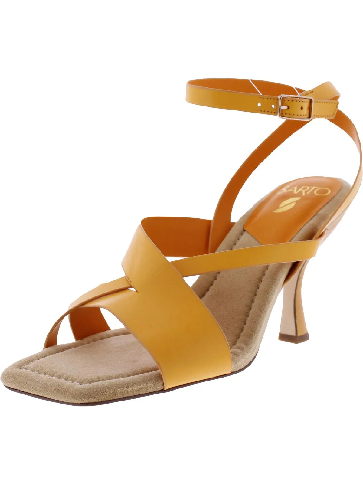 Reily Womens Leather Open Toe Heels