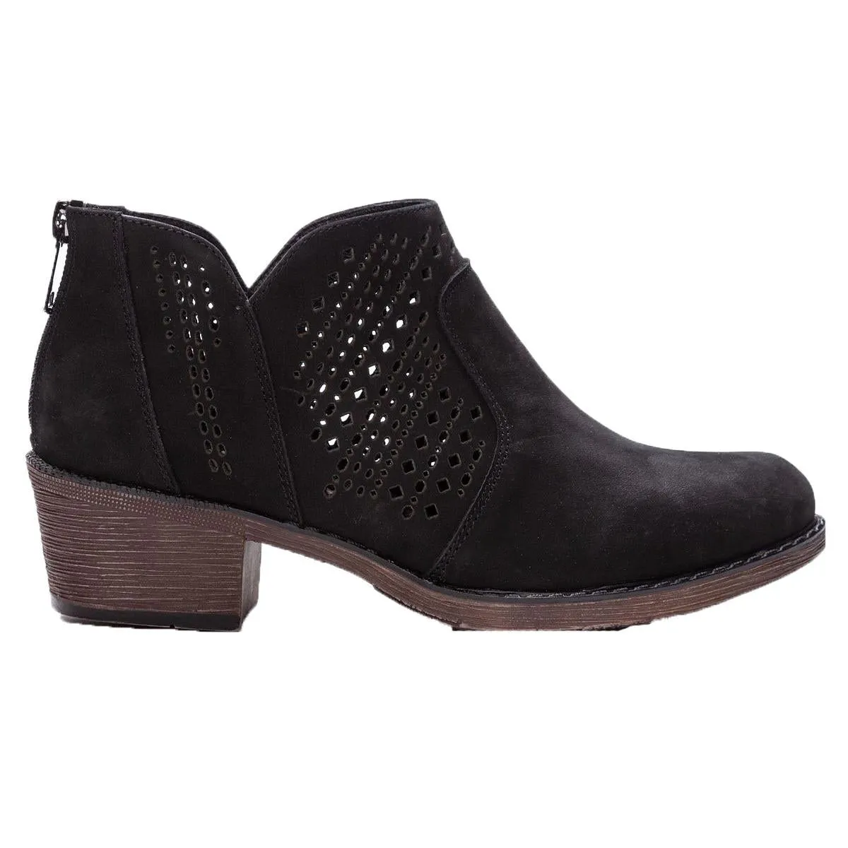 Remy Womens Leather Block Heel Ankle Boots