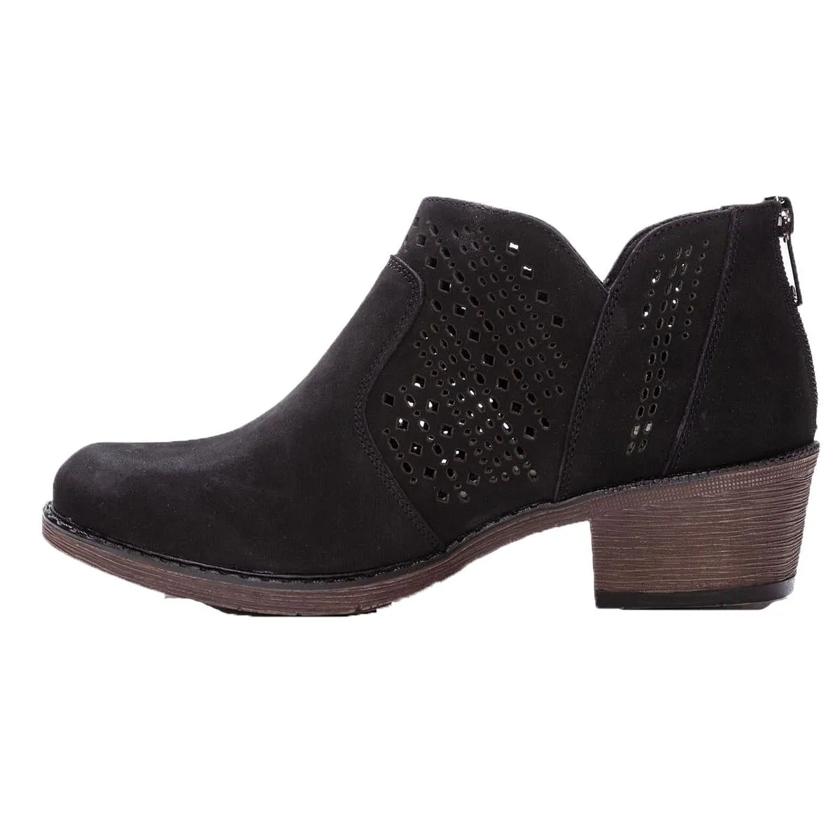 Remy Womens Leather Block Heel Ankle Boots