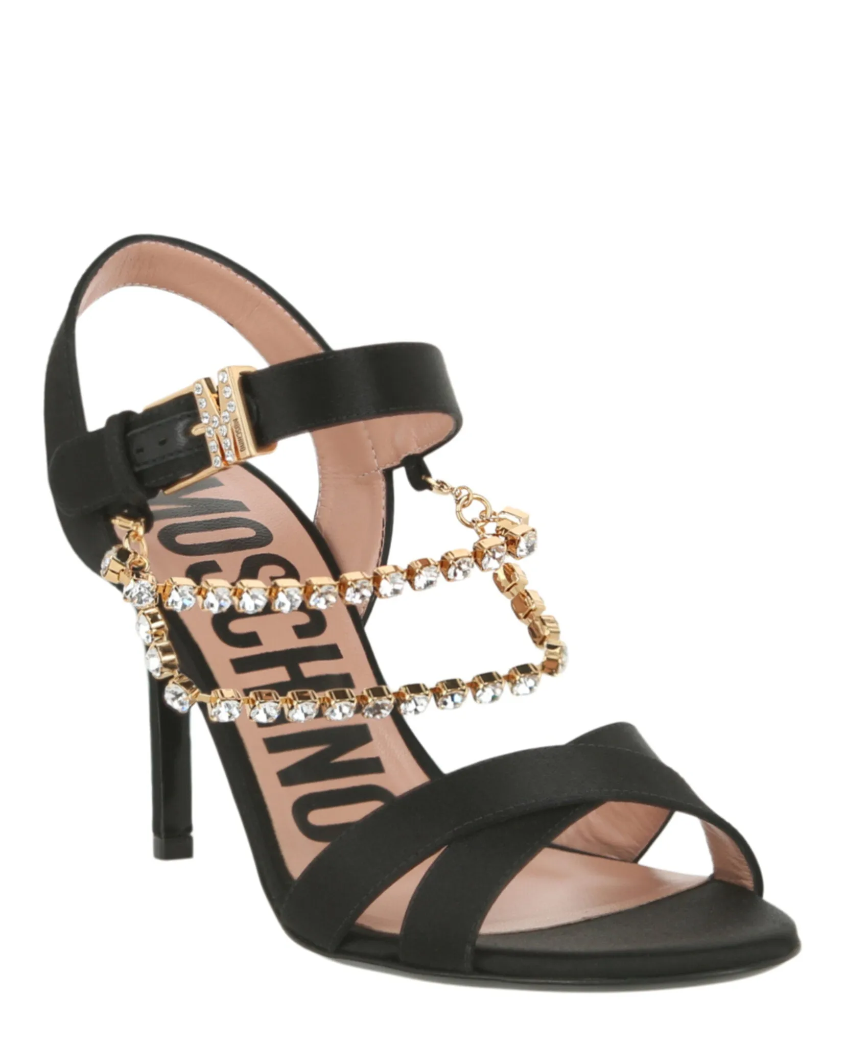 Rhinestone-Embellished Stiletto Sandals