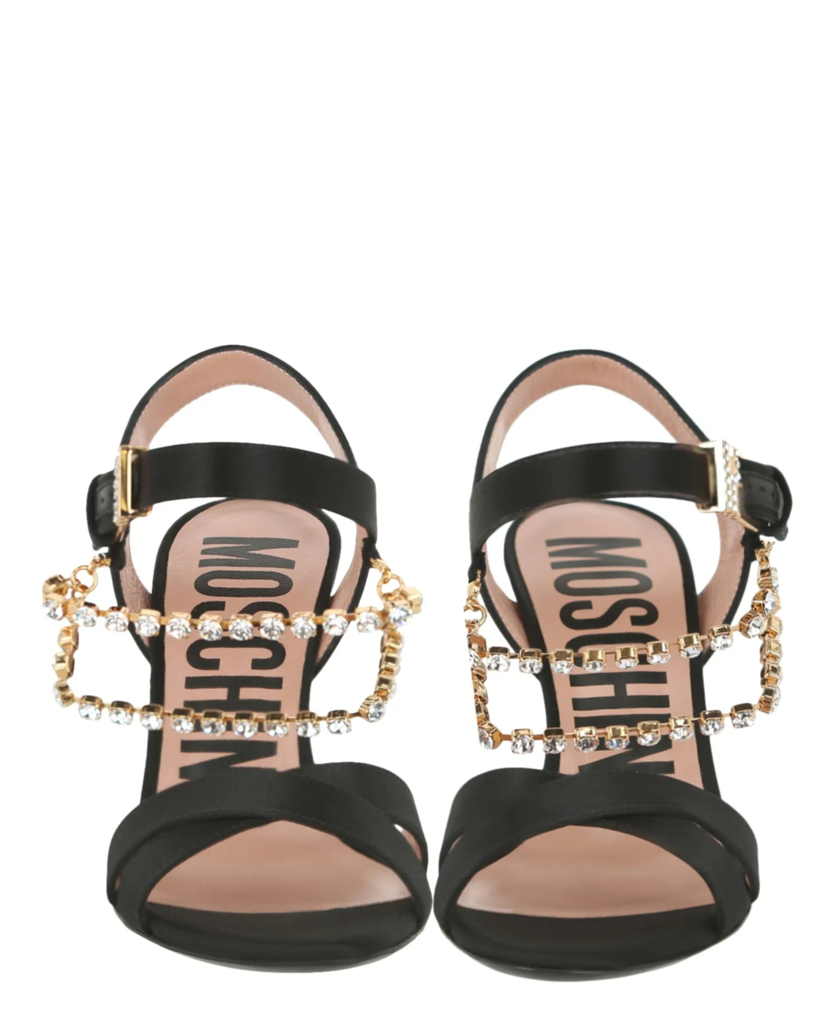 Rhinestone-Embellished Stiletto Sandals