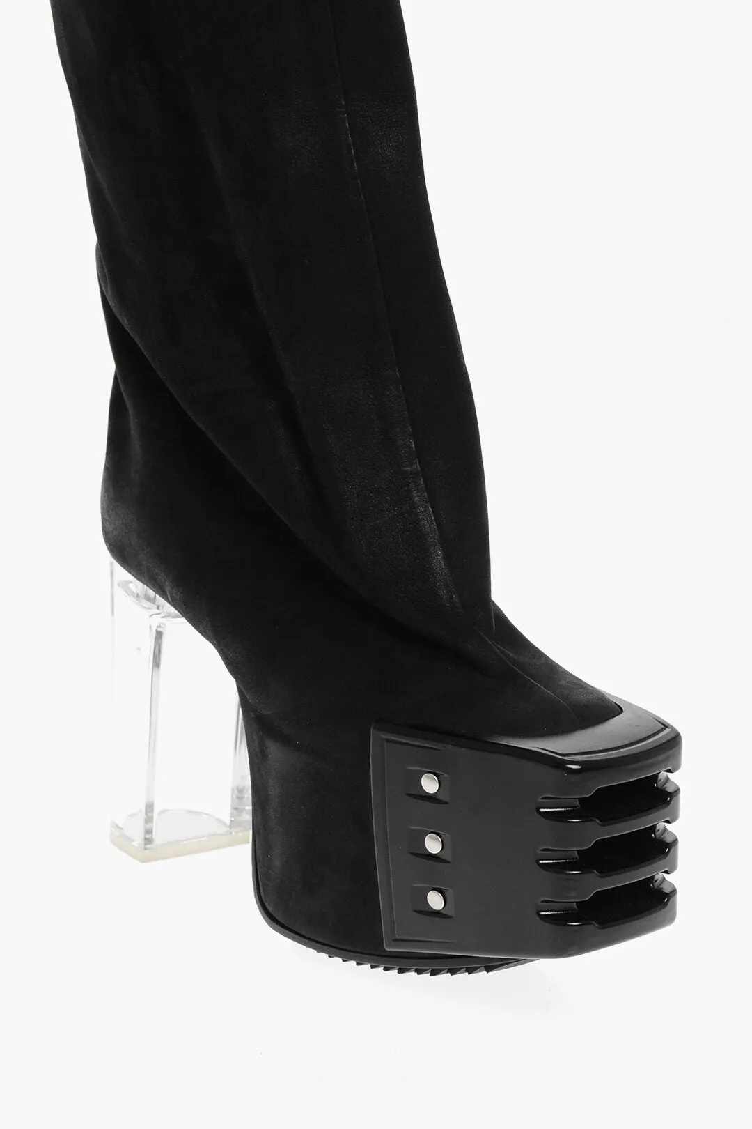 Rick Owens Leather Over The Knee Boots With Platform Sole 12Cm