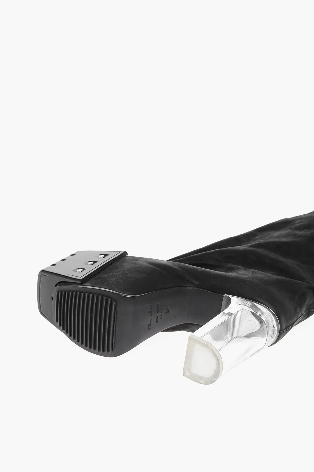 Rick Owens Leather Over The Knee Boots With Platform Sole 12Cm