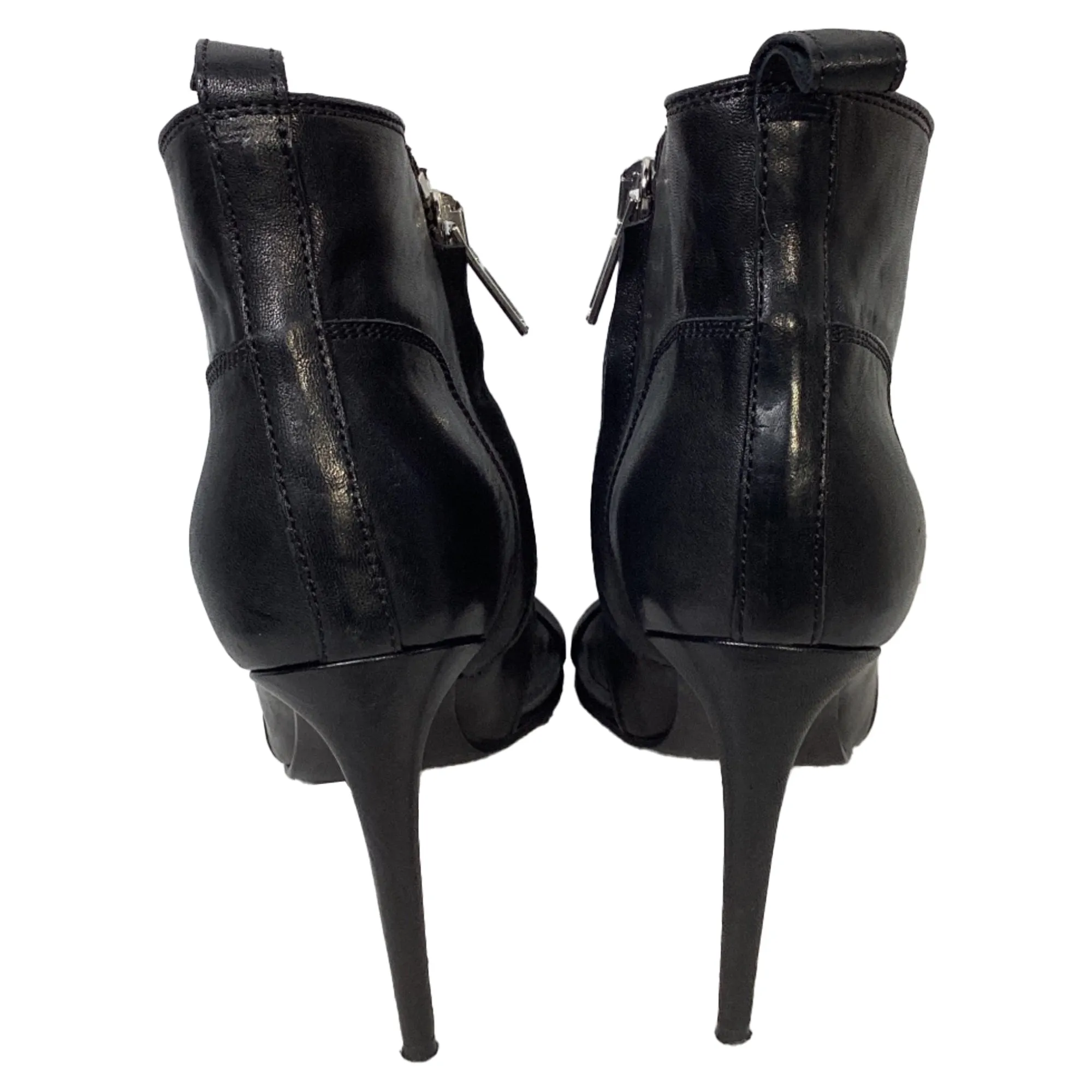 Rick Owens Zipped Sandal Heels in Black Leather