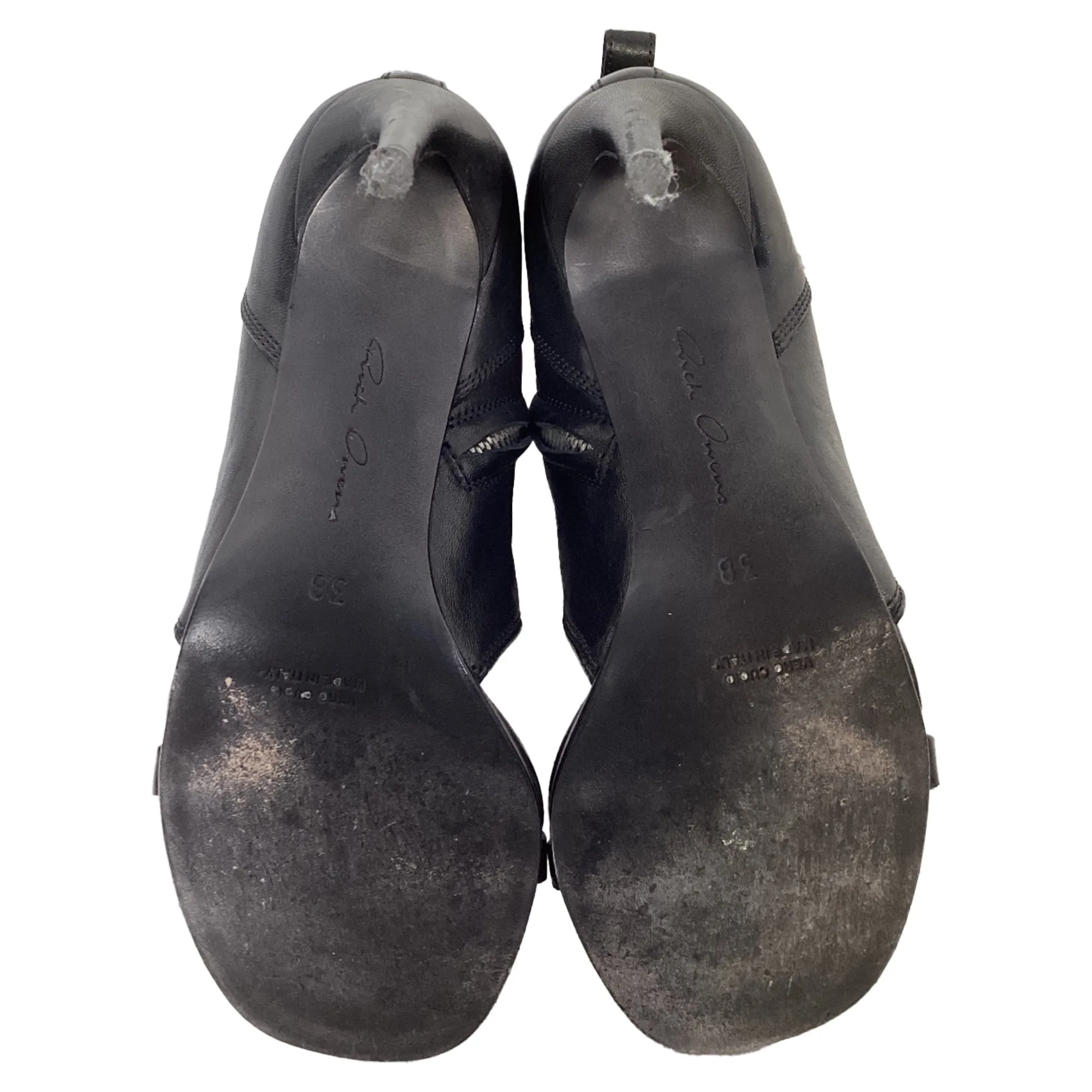 Rick Owens Zipped Sandal Heels in Black Leather