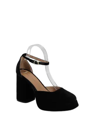 Roberto Festa Womens Velvet Platform Ankle Strap Heels Black