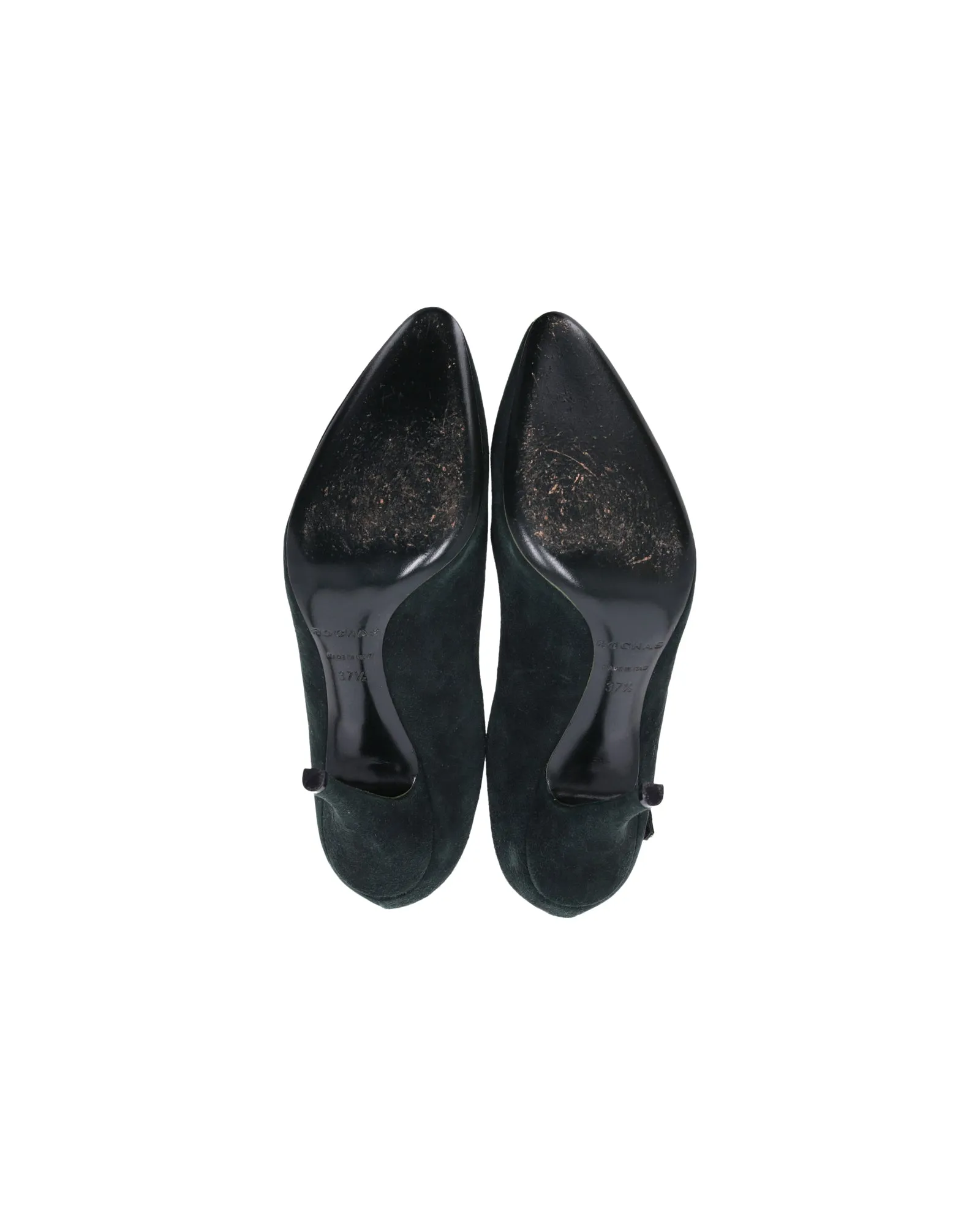 Rochas Green T-Strap Pumps in Green Suede