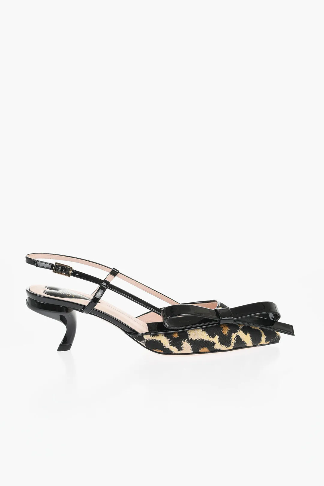 Roger Vivier Animal Patterned Patent Leather And Fabric Slingback Pumps W