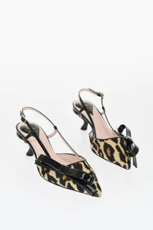 Roger Vivier Animal Patterned Patent Leather And Fabric Slingback Pumps W