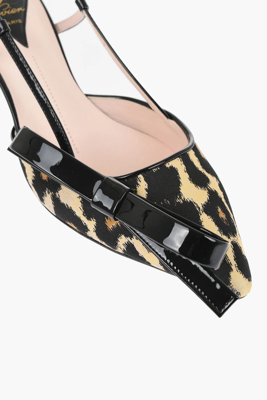 Roger Vivier Animal Patterned Patent Leather And Fabric Slingback Pumps W