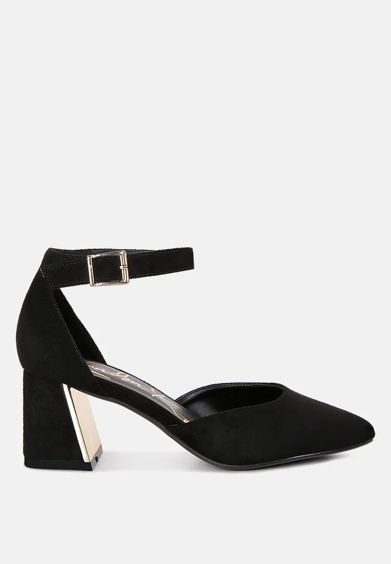 rory metallic sling detail block heel sandals