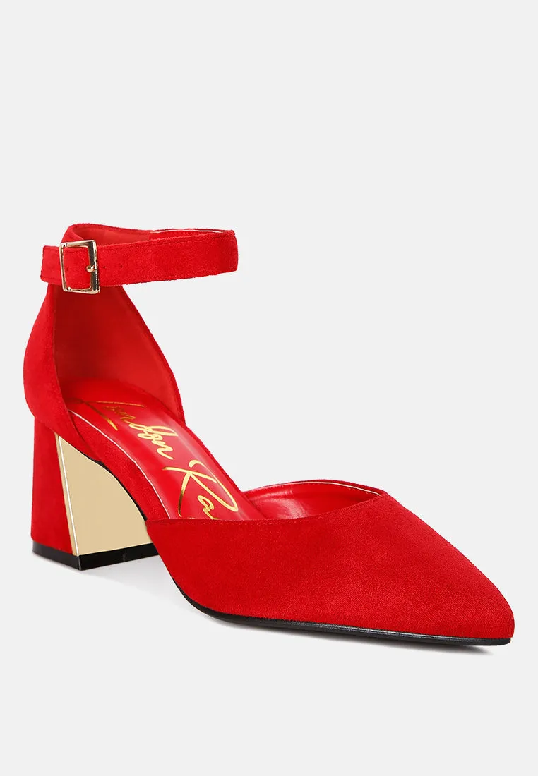 rory metallic sling detail block heel sandals