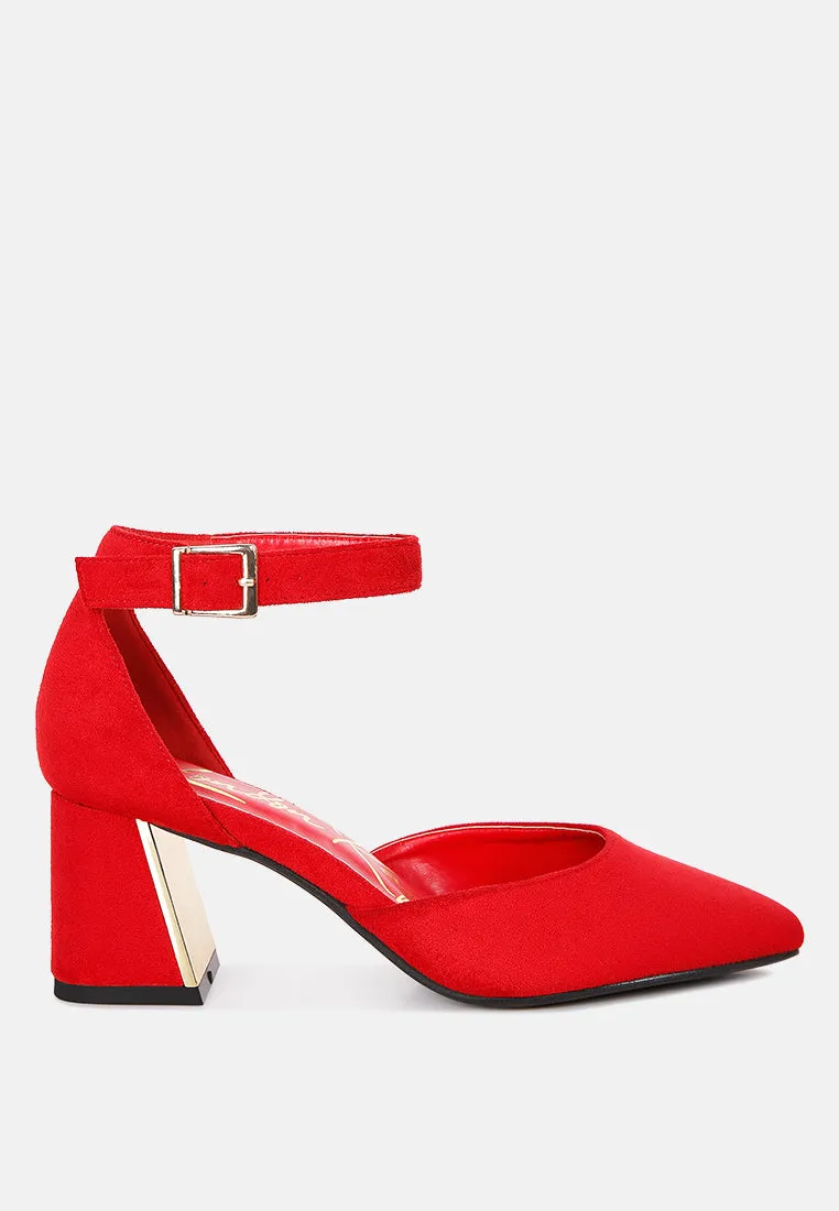 rory metallic sling detail block heel sandals