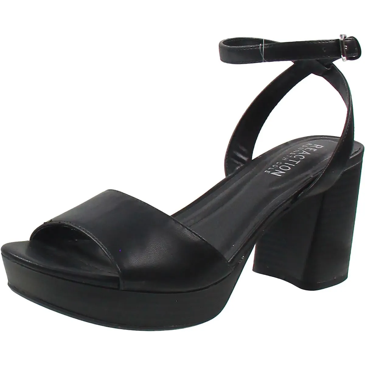 RYANNE Womens Block Heel Faux Leather Ankle Strap