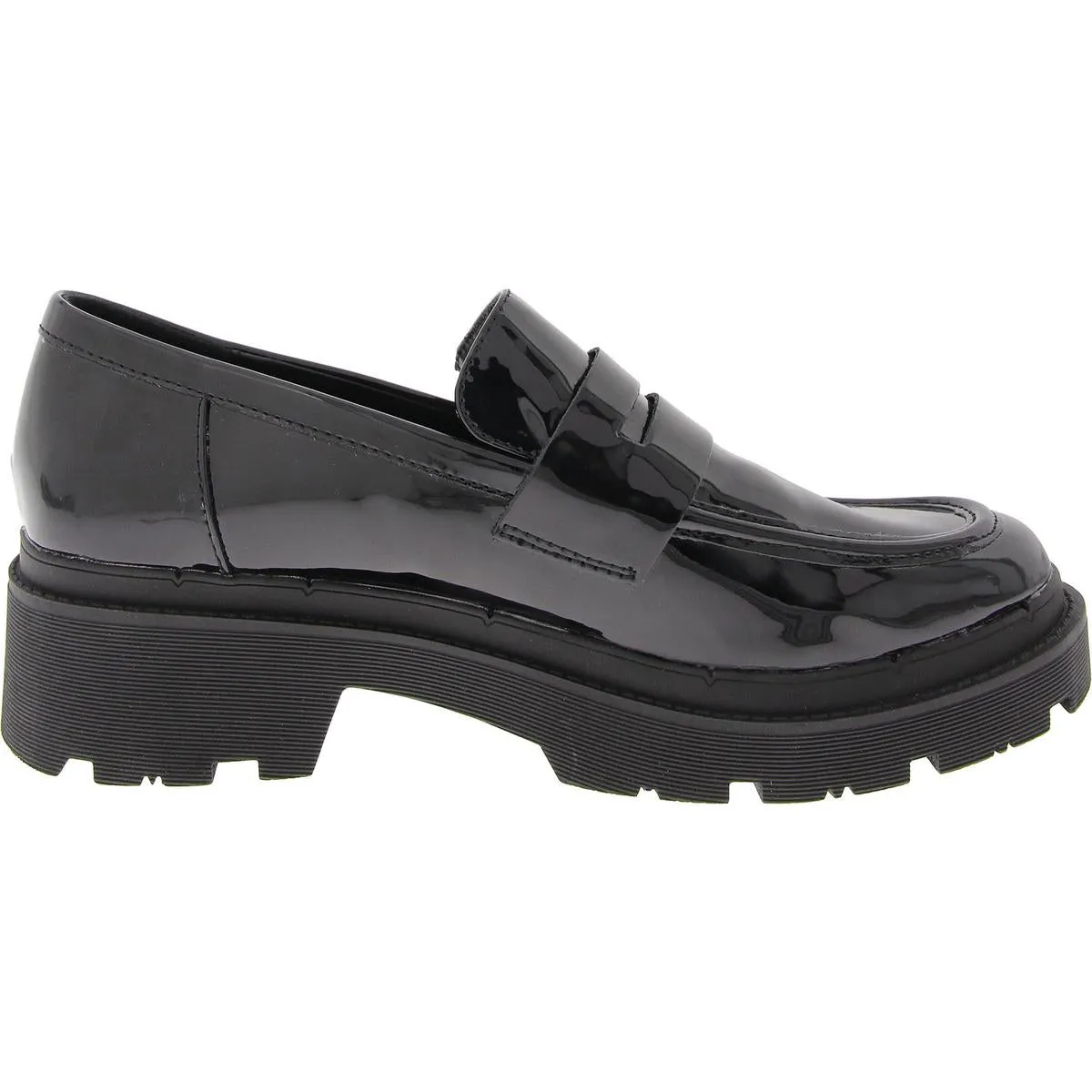Saanvi Womens Leather Chunky Loafer Heels