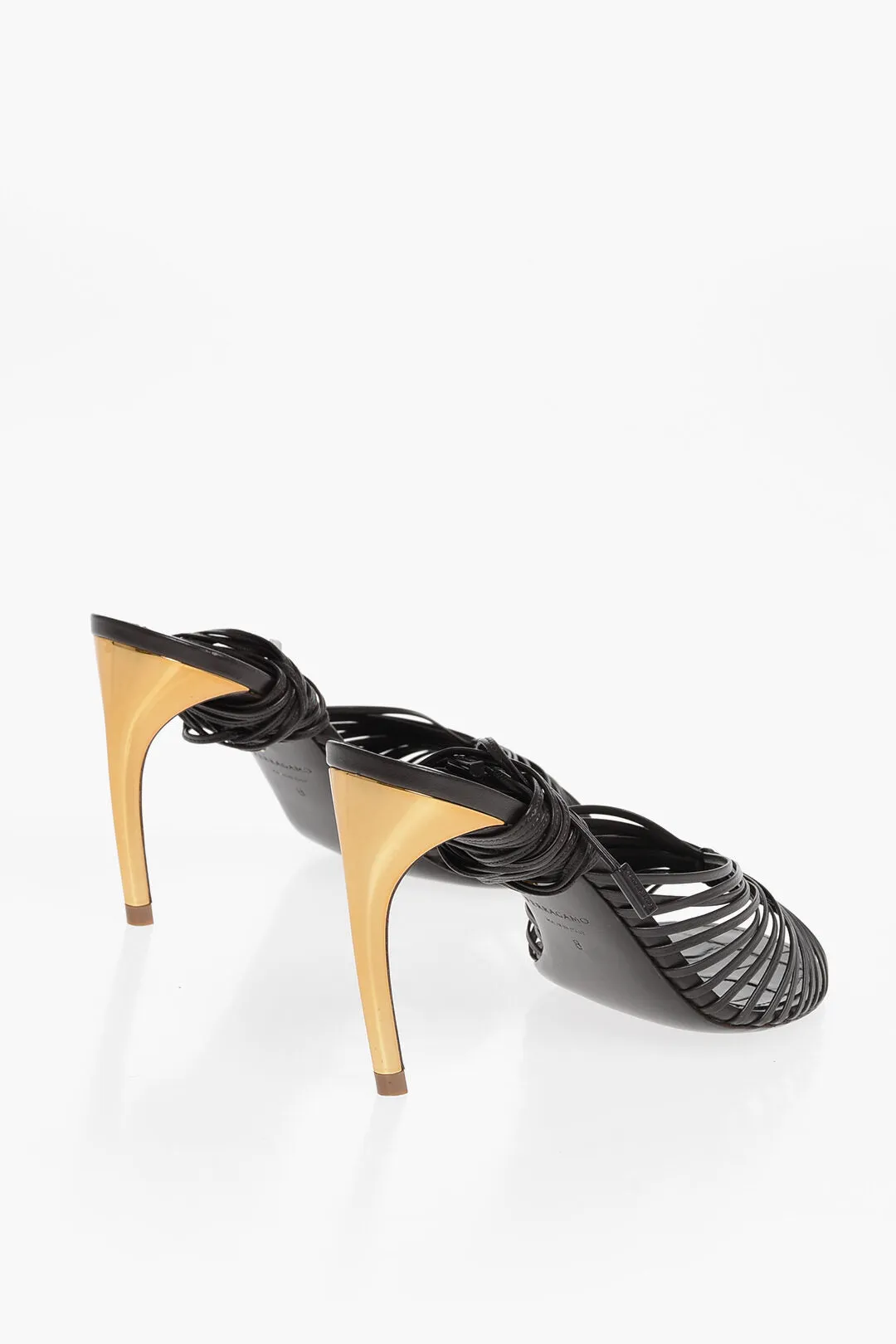 Salvatore Ferragamo Leather Athena Lace-Up Sandals With Curved Heel 8.5Cm
