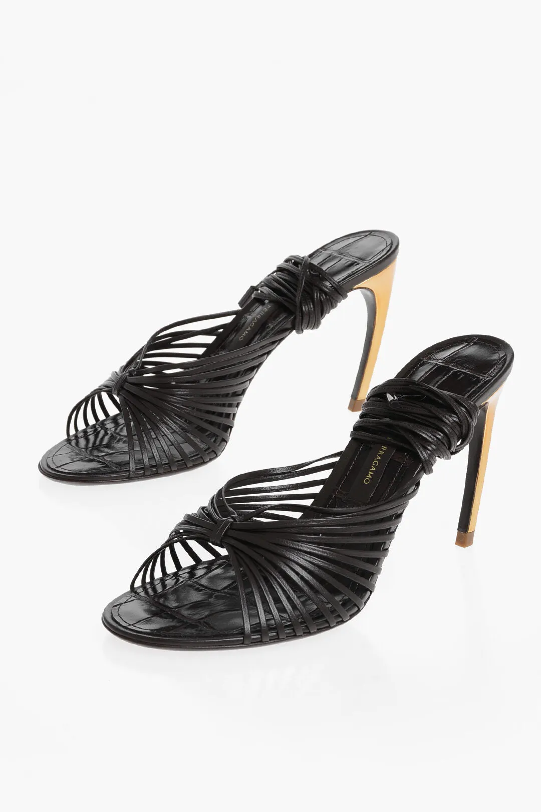 Salvatore Ferragamo Leather Athena Lace-Up Sandals With Curved Heel 8.5Cm