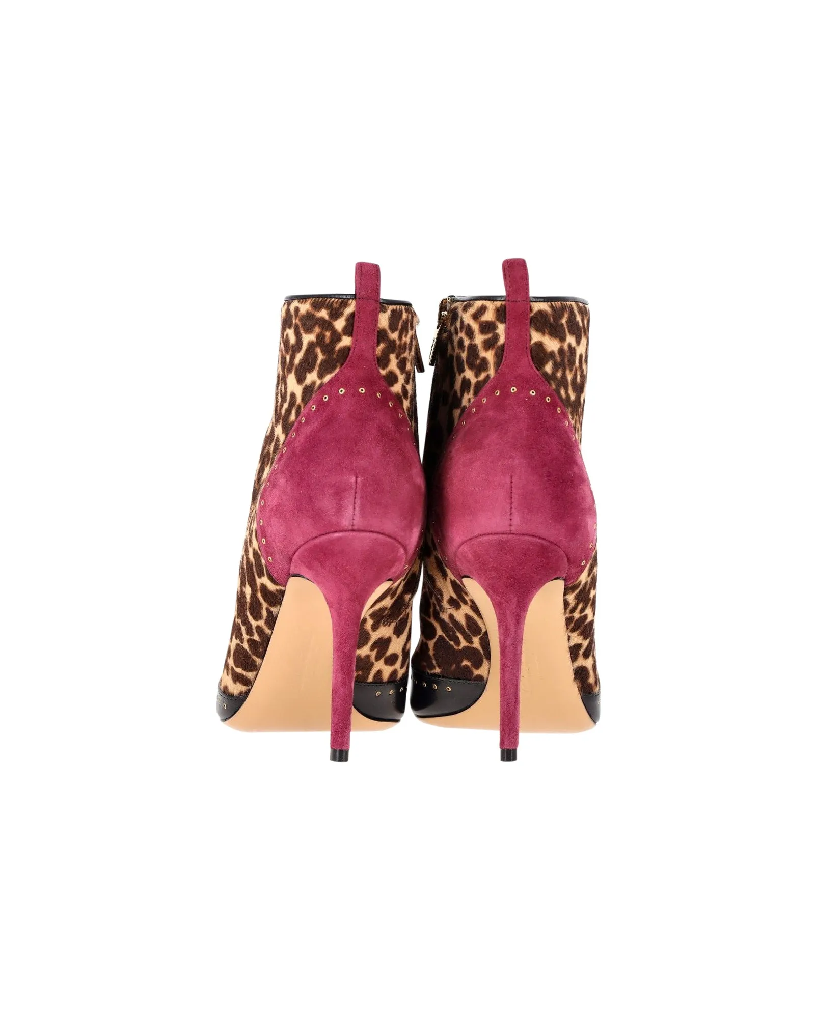 Salvatore Ferragamo Leopard-Print Peep-toe Booties in Multicolor Calf Hair