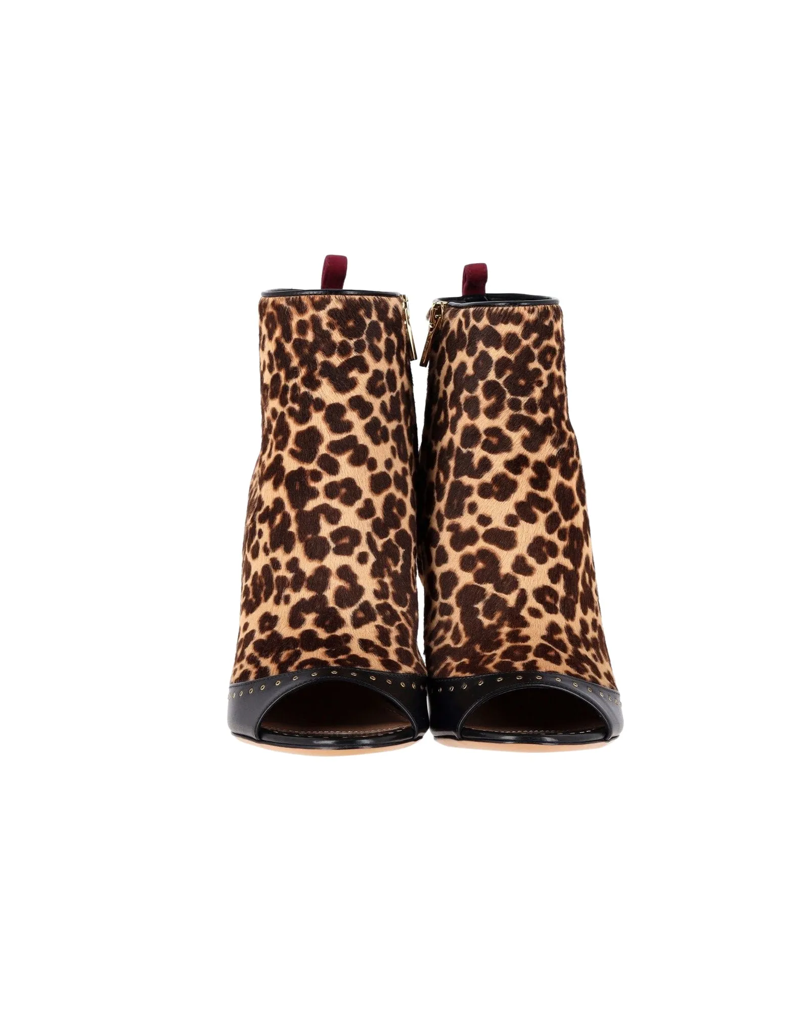 Salvatore Ferragamo Leopard-Print Peep-toe Booties in Multicolor Calf Hair