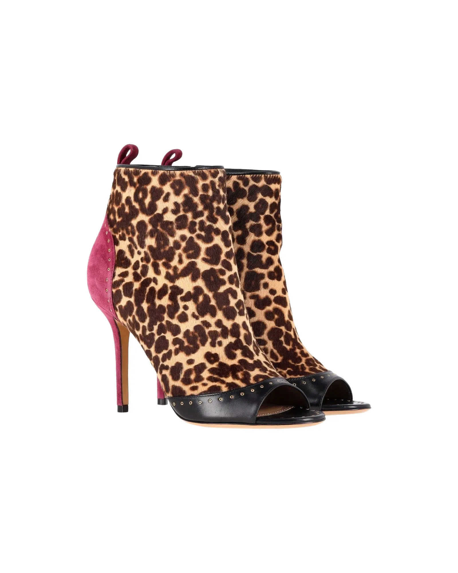 Salvatore Ferragamo Leopard-Print Peep-toe Booties in Multicolor Calf Hair