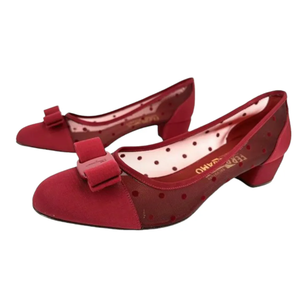 SALVATORE FERRAGAMO Vara Dots Women's 724111 Red Pumps