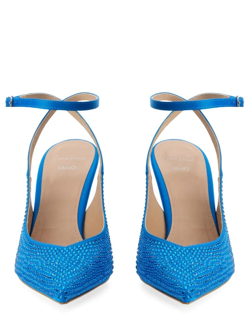 Satin Slingback Heels With Hourglass Design