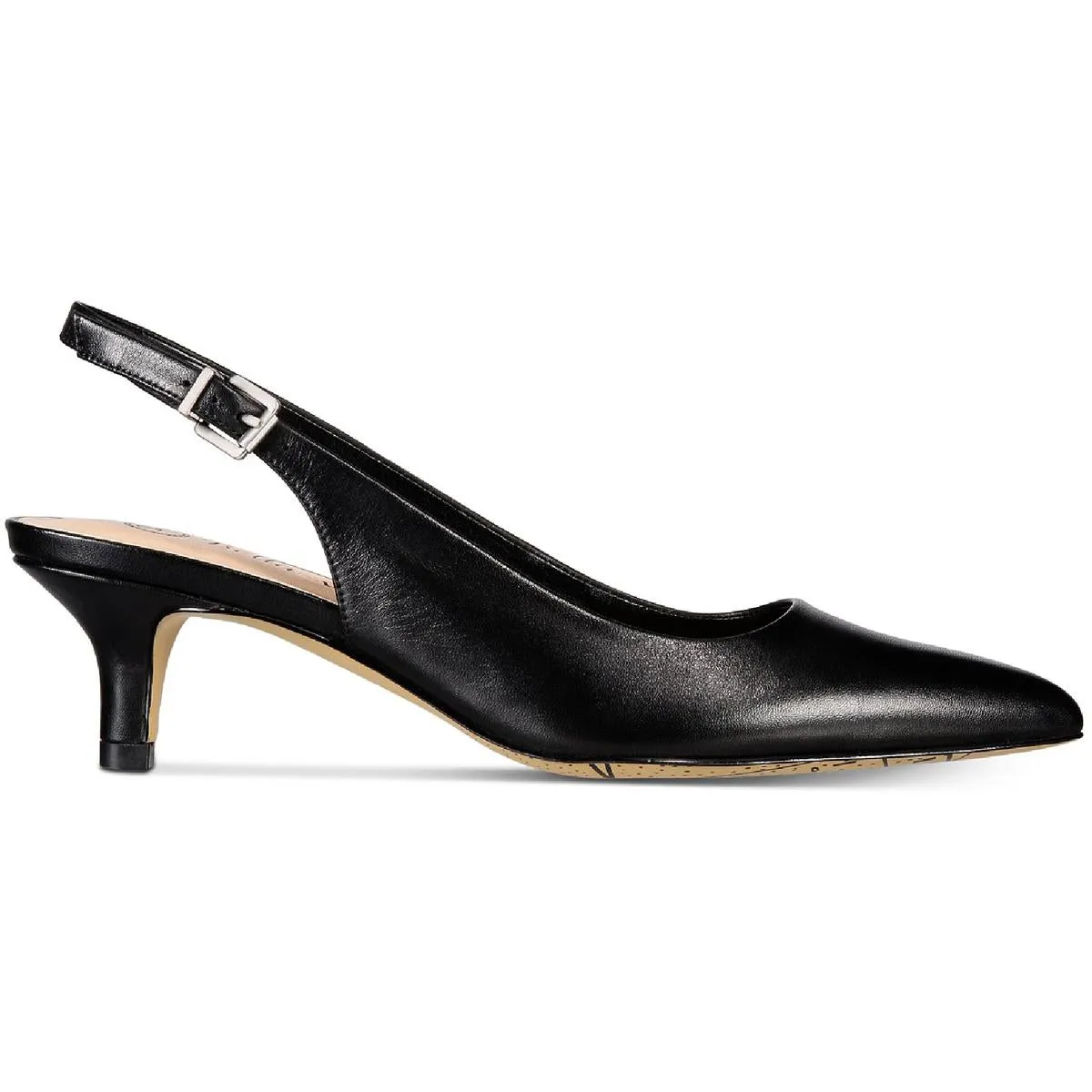 Scarlett Womens Leather Pointed Toe Kitten Heels