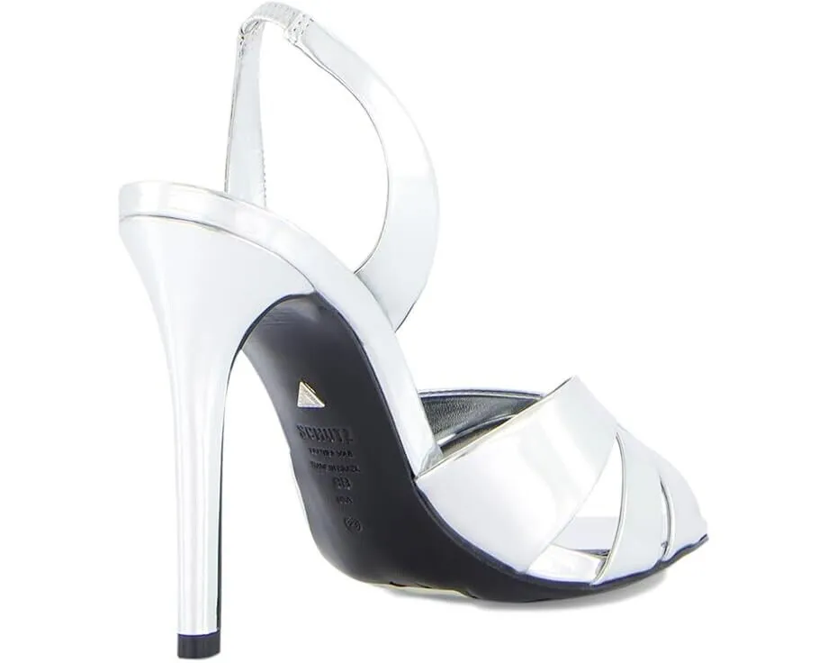 Schutz Keefa Sling Heels Women's 10.5 Prata Leather Slingback Stiletto ZPO1787
